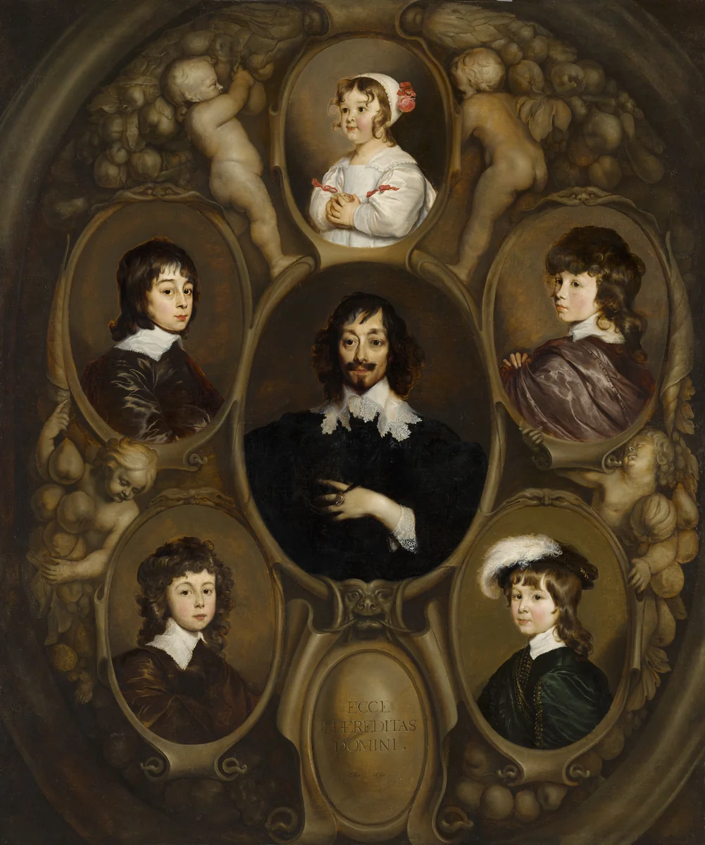Portrait of Constantijn Huygens (1596-1687) and his Five Children by Adriaen Hanneman, painting, 1640