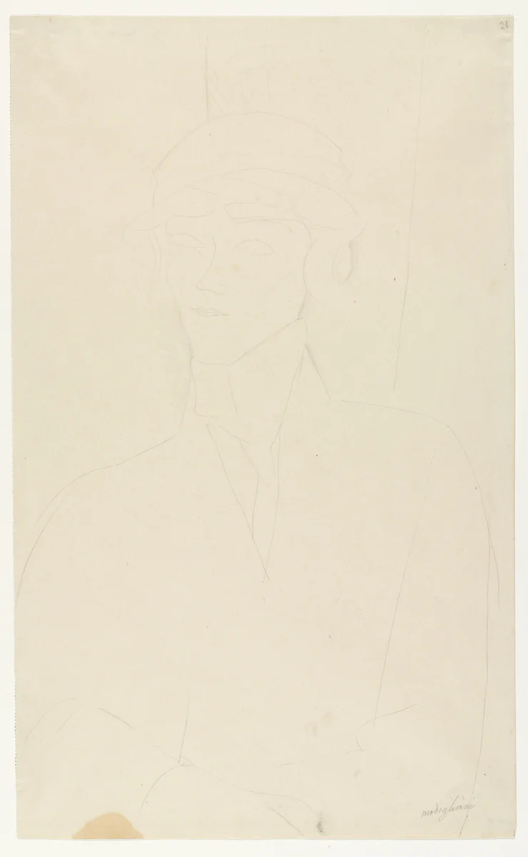 Portrait of a Woman by Amedeo Modigliani, drawing, 1917