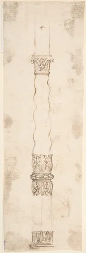 Design for a Pillar by anonymous, drawing, 1700-1800