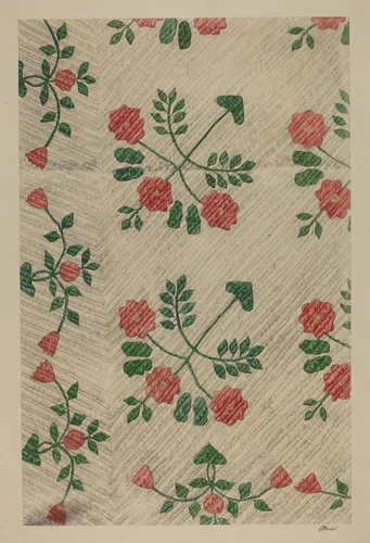 Quilt - Rose Design by Ralph Atkinson, index of american design, 1938