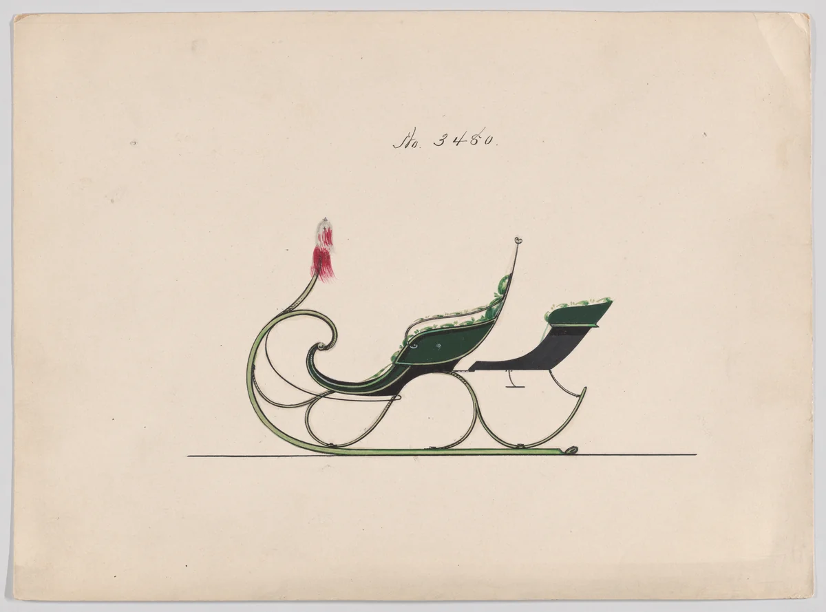 Sleigh with Rumble Seat #3480 by Brewster & Co., drawing, 1879