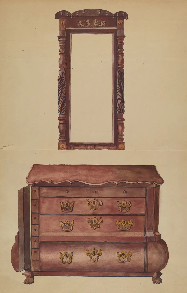 Drawers and Mirror by Juanita Lantz, index of american design, 1935-1942