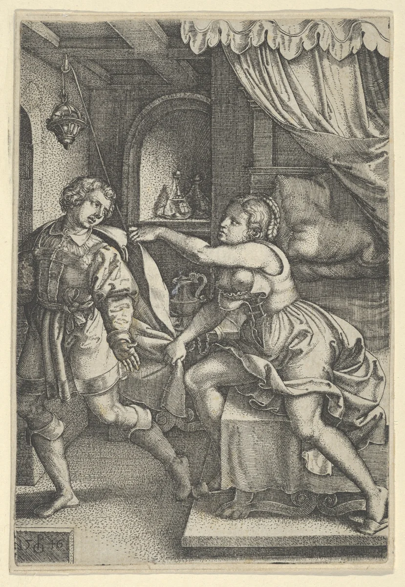 Joseph and Potiphar's Wife, from "The Story of Joseph" by Georg Pencz, print, 1546