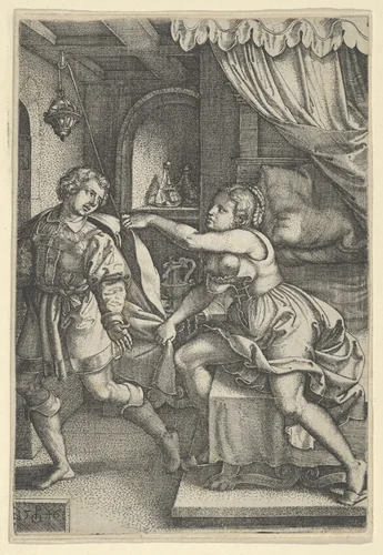 Joseph and Potiphar's Wife, from "The Story of Joseph" by Georg Pencz, print, 1546