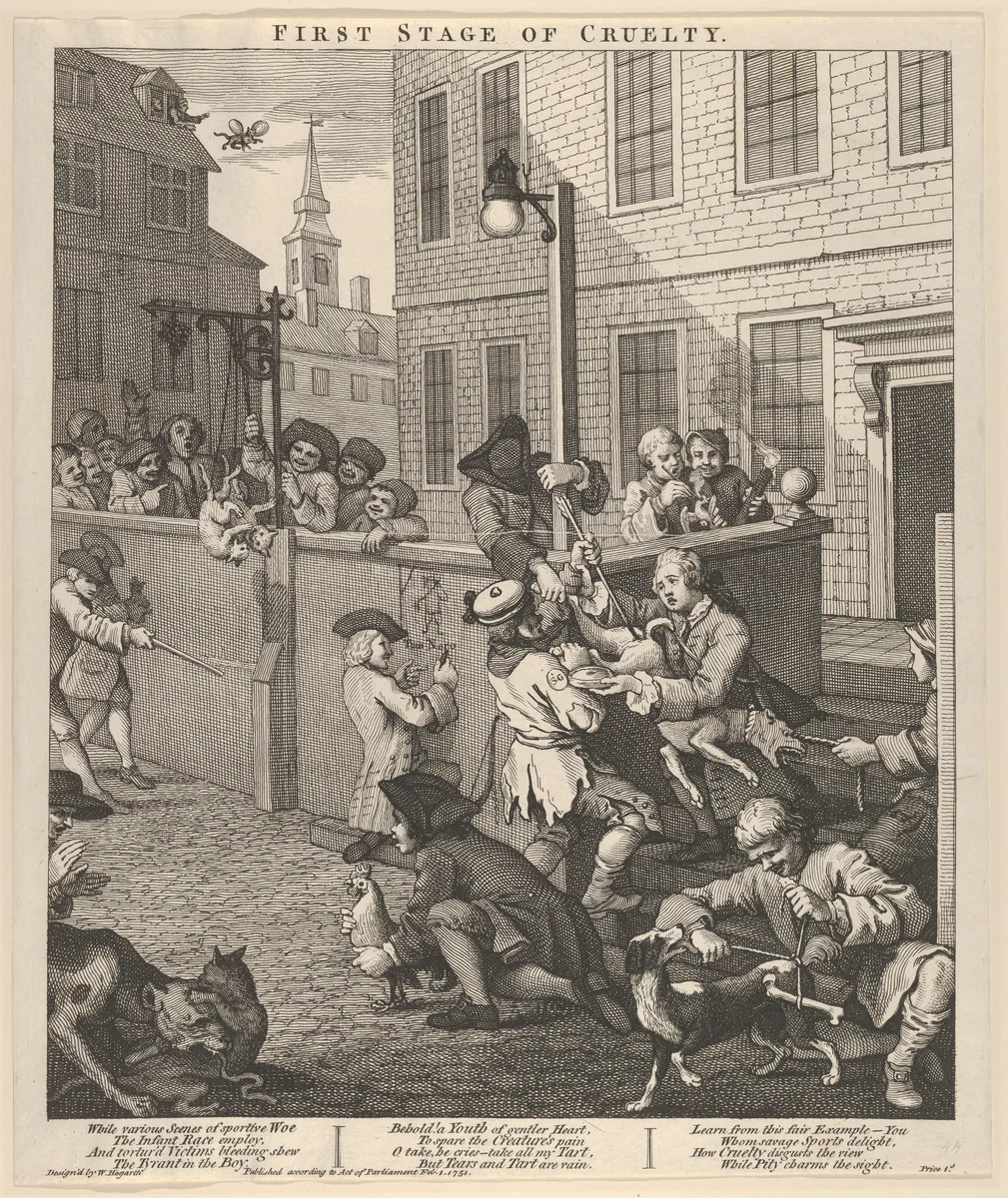 The First Stage of Cruelty (The Four Stages of Cruelty) by William Hogarth, print, 1751