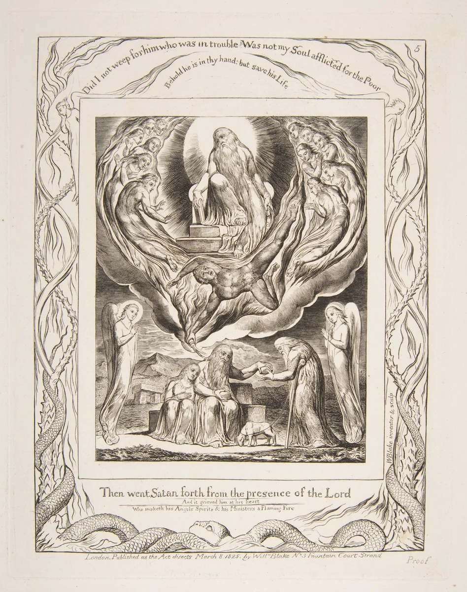 Satan Going Forth fron the Presence of the Lord by William Blake, print, 1825-1826