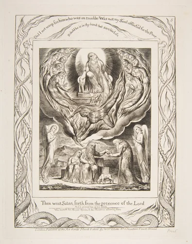 Satan Going Forth fron the Presence of the Lord by William Blake, print, 1825-1826