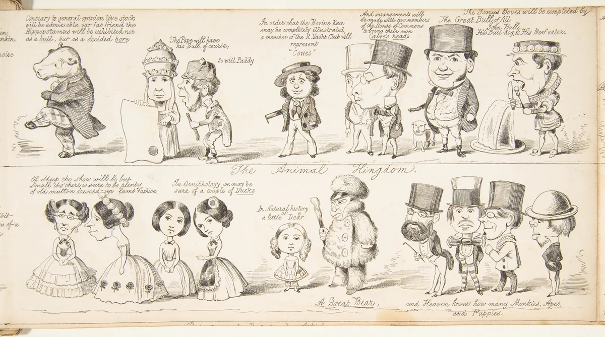 The Great Exhibition "Wot is to Be", Probable Results of The Industry of All Nations in The Year '51, Showing What is to be Exhibited, Who is To Exhibit, in Short How Its All Going to Be Done by George Augustus Sala, print, 1850