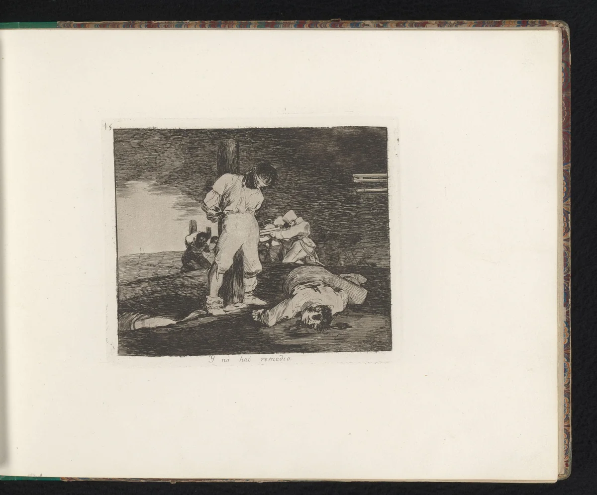 Executies van gevangen die staand aan palen gebonden zijn by Francisco de Goya, book, 1810-1820