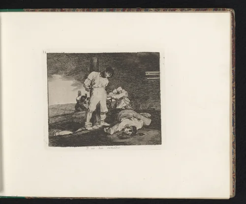 Executies van gevangen die staand aan palen gebonden zijn by Francisco de Goya, book, 1810-1820