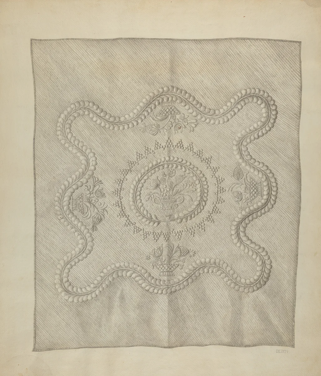 Bedspread by Sylvia Dezon, index of american design, 1939