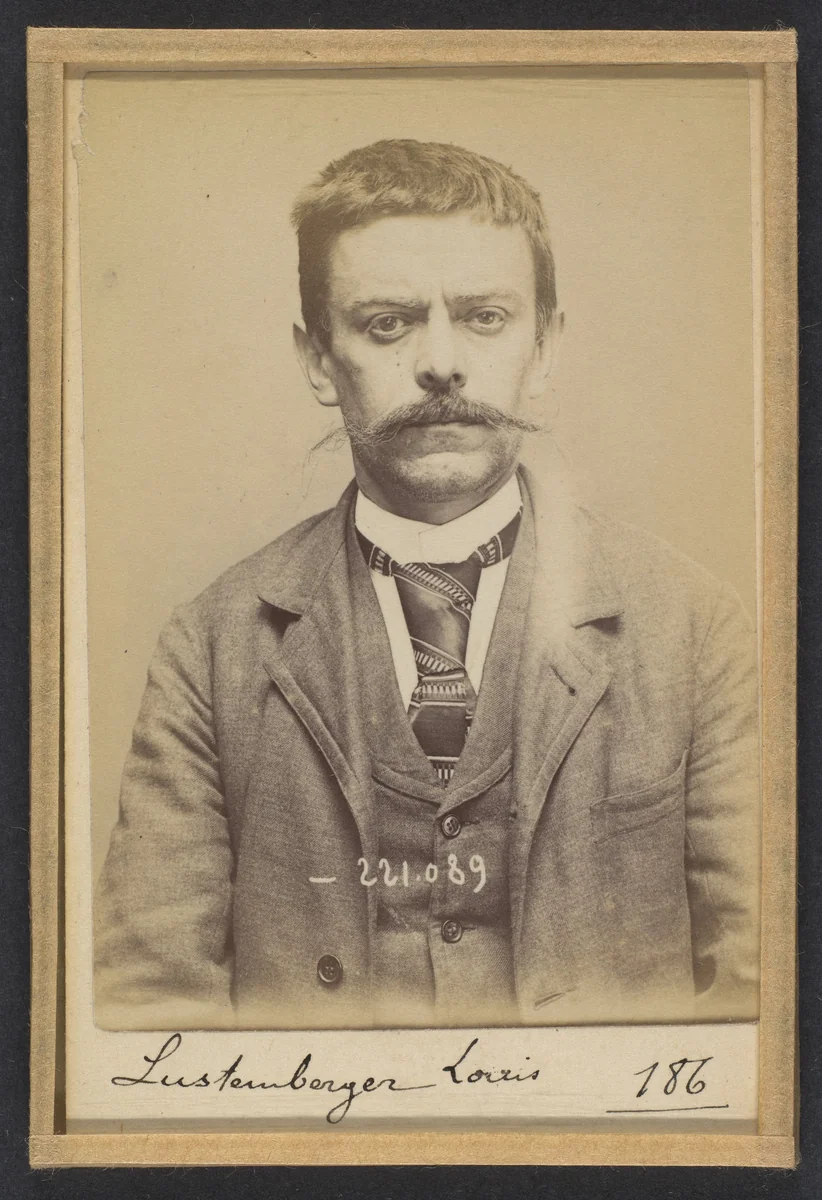 Lustenberger. Louis, Joseph. 38 ans, le 16/3/56 à Paris XXe. Ciseleur. Anarchiste. 17/7/94. by Alphonse Bertillon, photograph, 1894