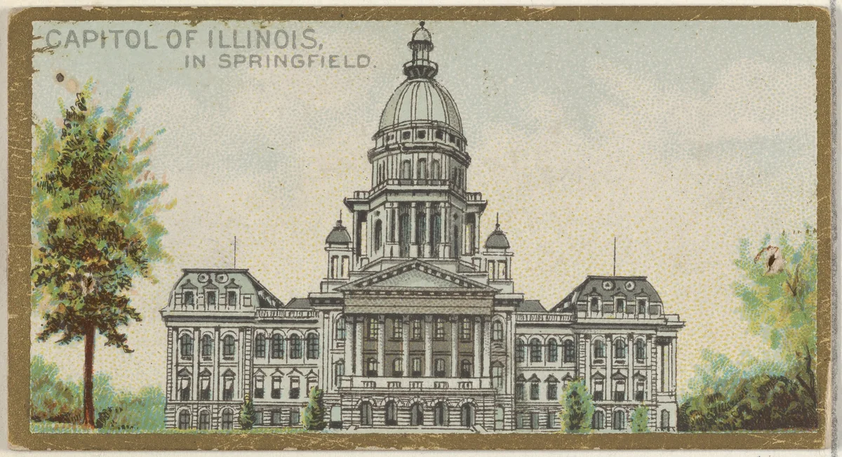 Capitol of Illinois in Springfield, from the General Government and State Capitol Buildings series (N14) for Allen & Ginter Cigarettes Brands by Allen & Ginter, print, 1889