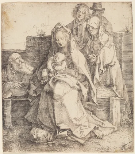 The Holy Family with St. John, the Magdalen and Nicodemus by Albrecht Dürer, print, 1507-1517