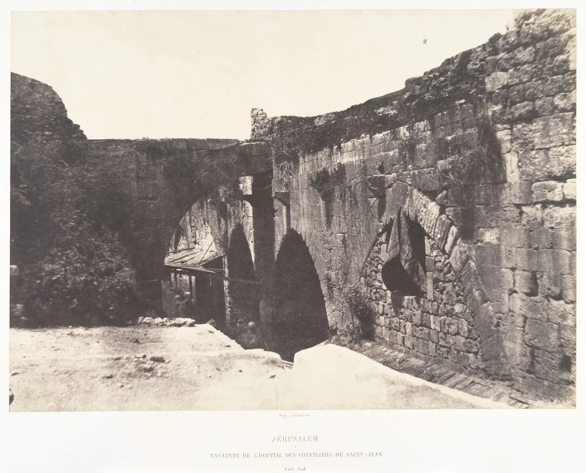 Jérusalem, Enceinte de l'Hopital des Chevaliers-de-Saint-Jean, Côté Sud by Auguste Salzmann, photograph, 1854-1859