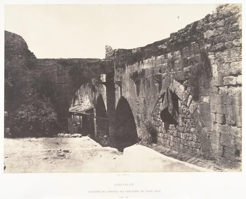 Jérusalem, Enceinte de l'Hopital des Chevaliers-de-Saint-Jean, Côté Sud by Auguste Salzmann, photograph, 1854-1859