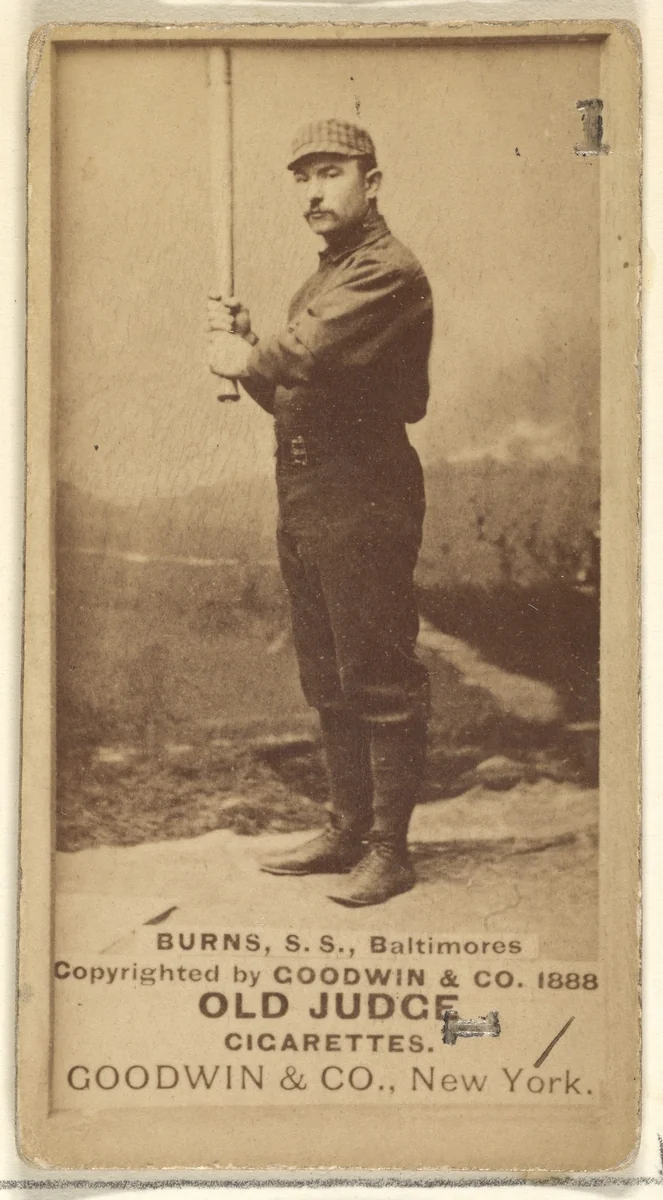 Burns, Shortstop, Baltimore Orioles, from the Old Judge series (N172) for Old Judge Cigarettes by Goodwin & Company, photograph, 1888