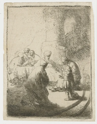 Christ disputing with the Doctors: small plate by Rembrandt van Rijn, print, 1630