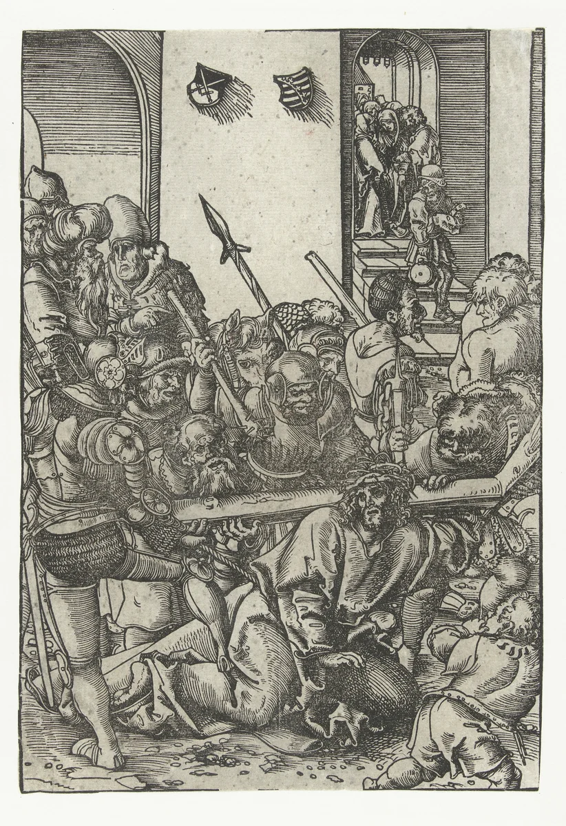Christus valt bij de kruisdraging by Lucas Cranach, print, 1509
