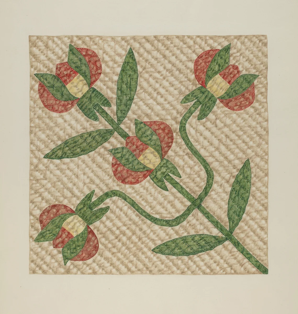 Tulip Pattern Quilt by Fred Hassebrock, index of american design, 1935-1942