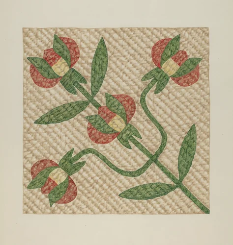Tulip Pattern Quilt by Fred Hassebrock, index of american design, 1935-1942