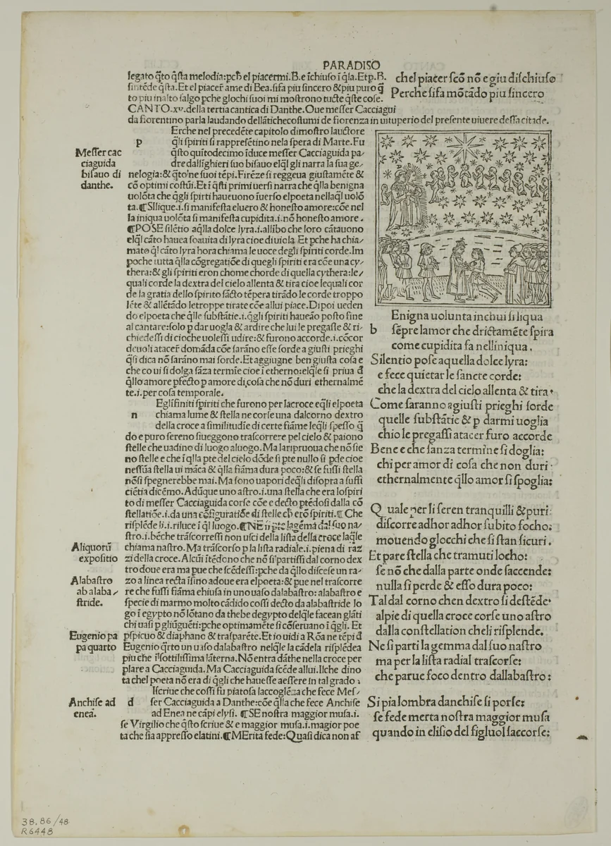 Paradise: Canto XV (Fifth Heaven, Sphere of Mars) from Divina Commedia (Divine Comedy), Plate 48 from Woodcuts from Books of the 15th Century by Unknown Artist, print, 1491