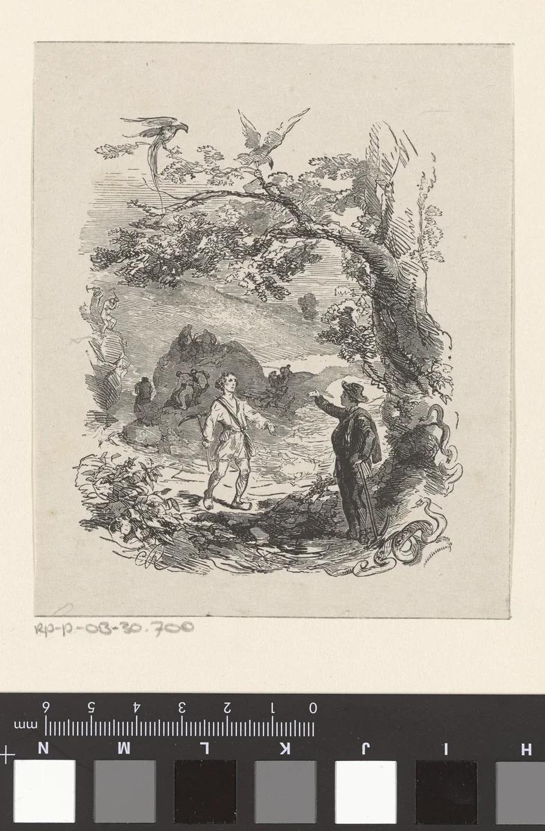 Mannen met houwelen in de rotsen aan het werk by Isaac Weissenbruch, print, 1836-1912