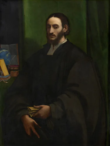 Portrait of a Humanist by Sebastiano del Piombo, painting, 1520
