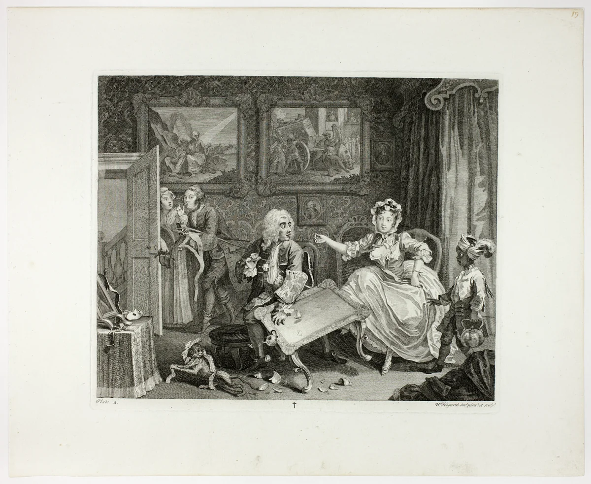Plate two, from A Harlot's Progress by William Hogarth, print, 1732