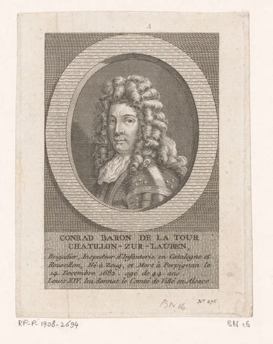 Portret van Conrad de La Tour-Châtillon de Zurlauben by J.F. Borgnet, print, 1780-1786