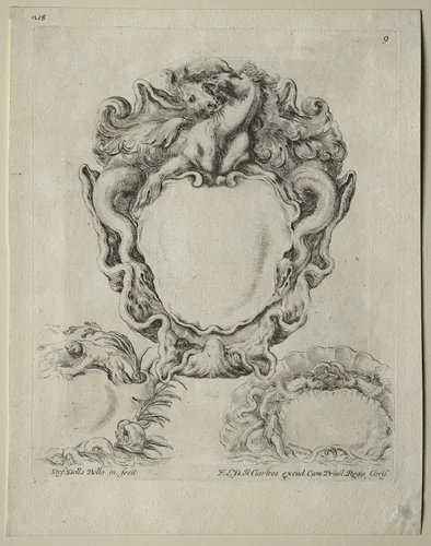 Collection of Various Caprices and New Designs of Cartouches and Ornaments: No. 9 by Stefano della Bella, print, 1646