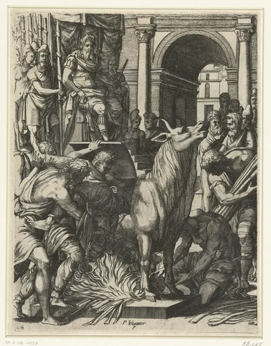 De stier van Phalaris by Unknown, print, 1542-1596