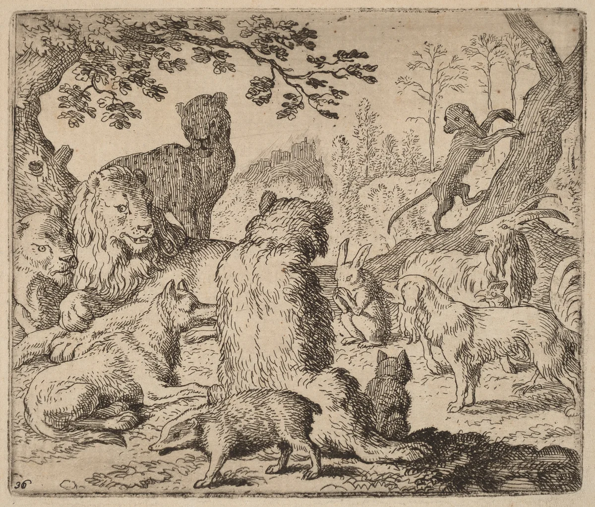 The Lion Orders a Mass Assault on Reynard by Allart van Everdingen, print, 1645-1656