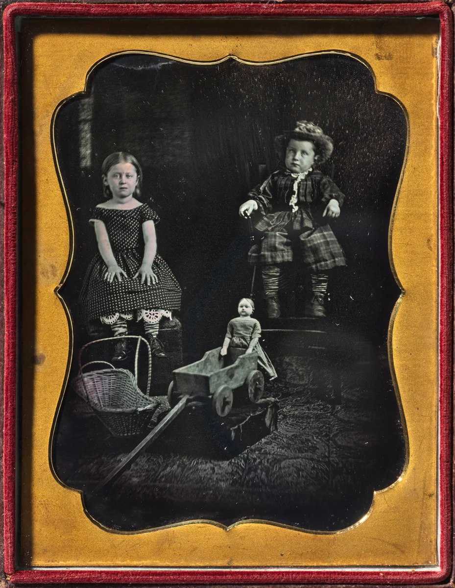 Two Children with Toys by Unidentified Photographer, photograph, 1850-1860