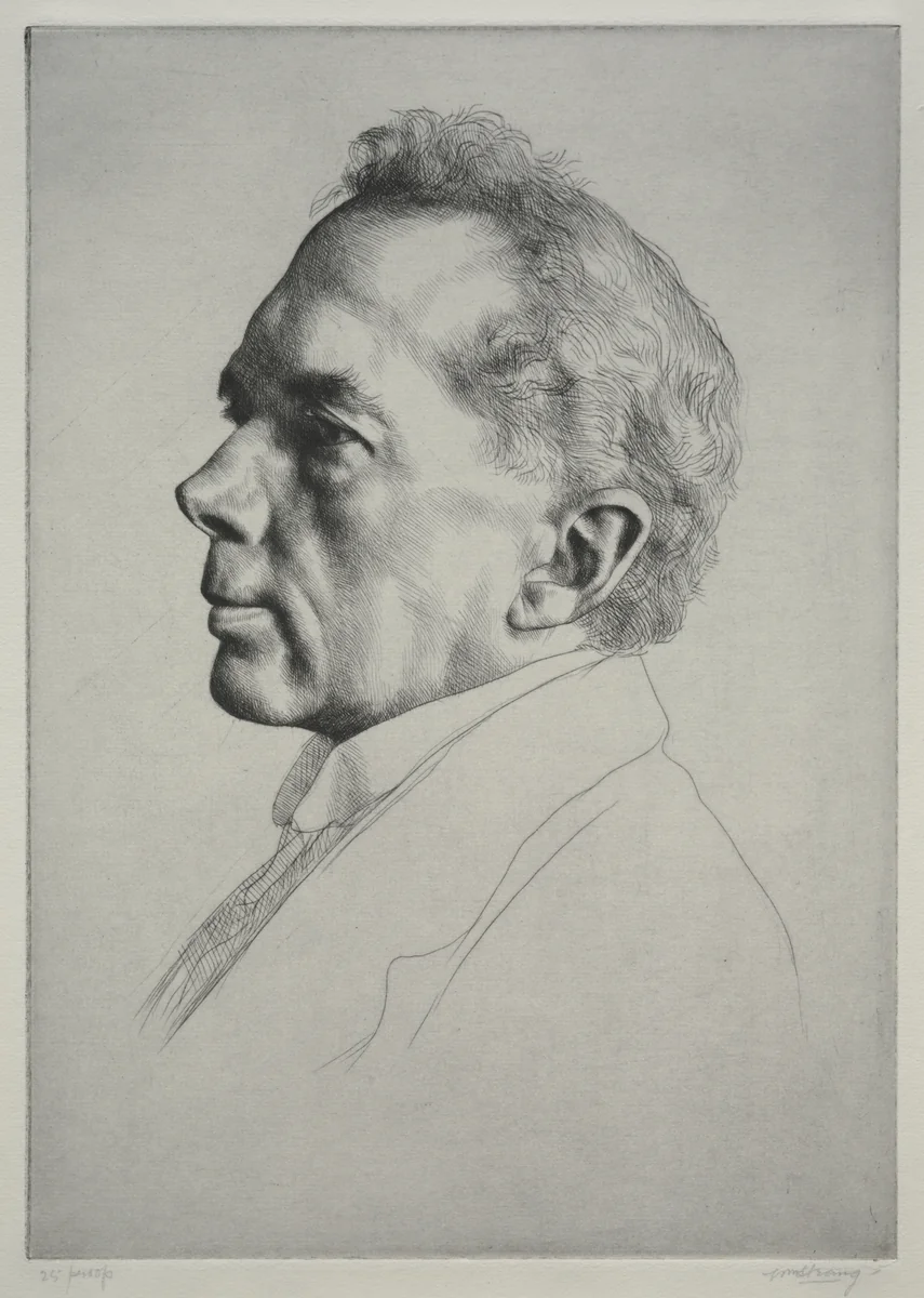 Campbell Dodgson, Profile to the Left by William Strang, print, 1919