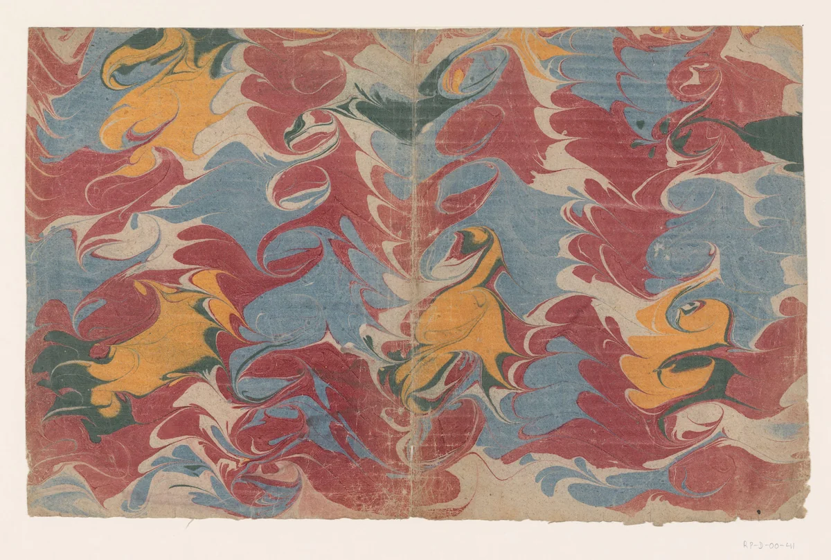 Spiraalkammarmer in rood, geel, blauw en groen by anonymous, other, 1700-1850