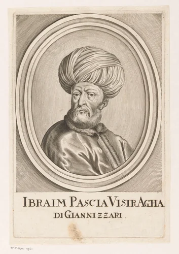 Portret van Pargalı Ibrahim Pasha by Johann Alexander Böner, print, 1674