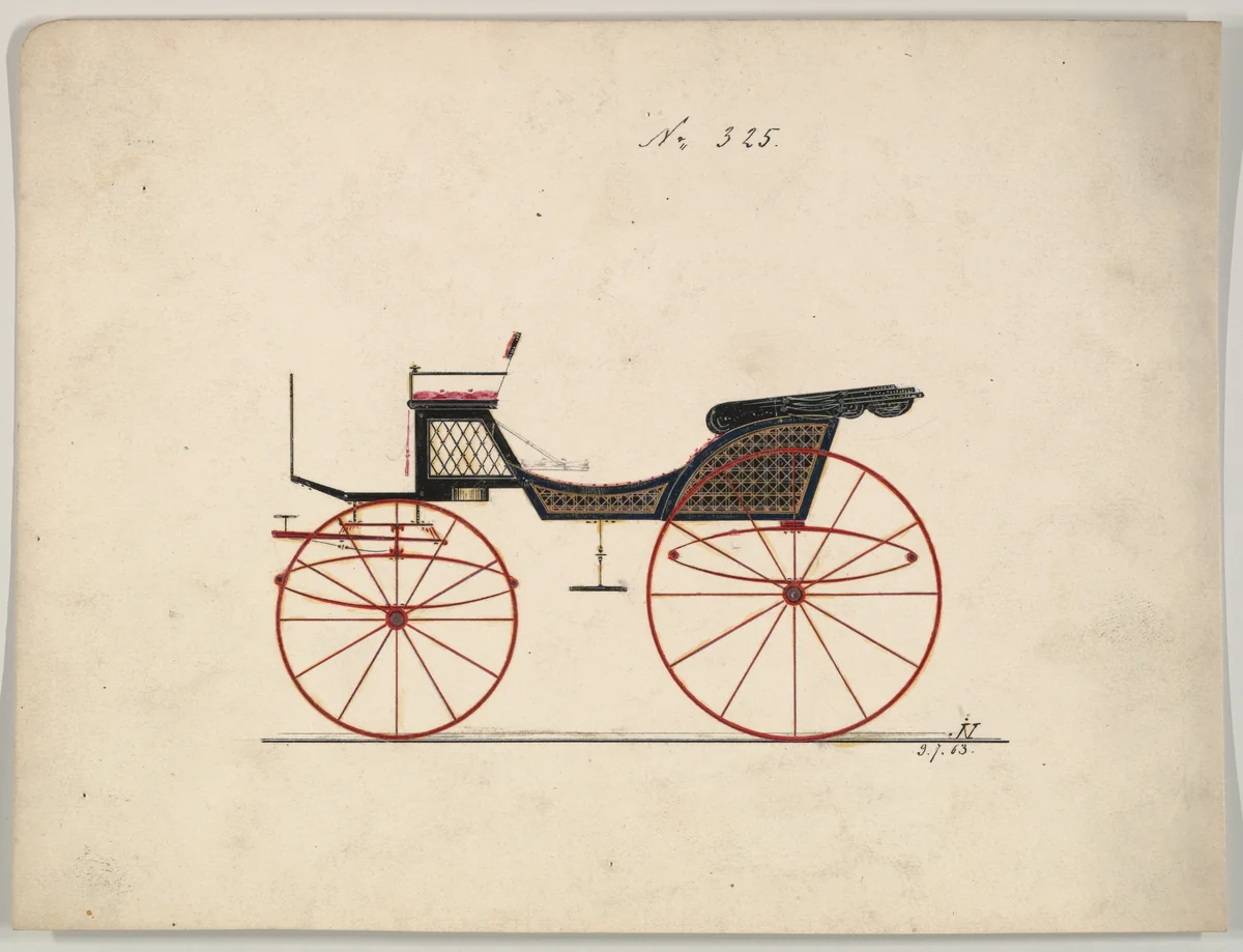 Design for Phaeton, no. 325 by Brewster & Co., drawing, 1863