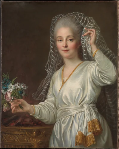 Portrait of a Young Woman as a Vestal Virgin by François Hubert Drouais, painting, 1767