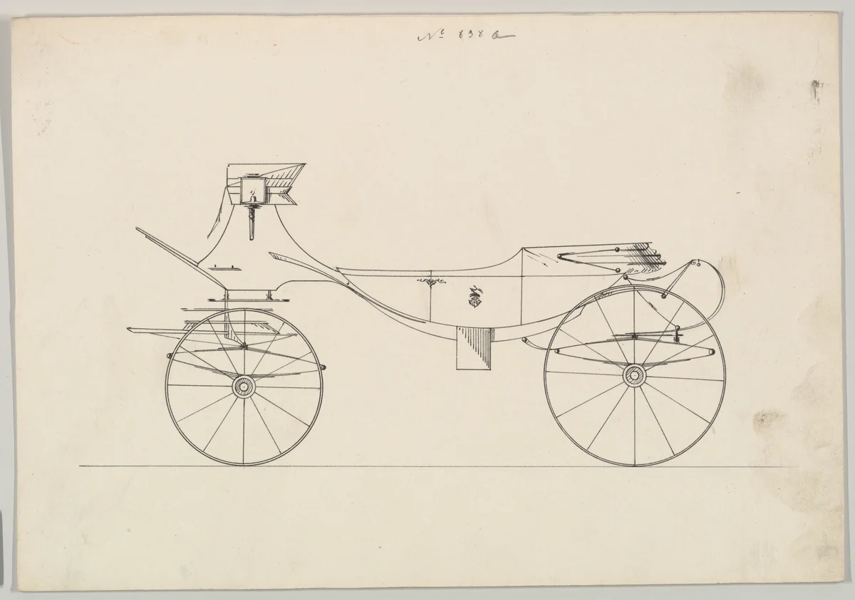 Design for Vis-à-vis/ Barouche, no. 838a by Brewster & Co., drawing, 1850-1870