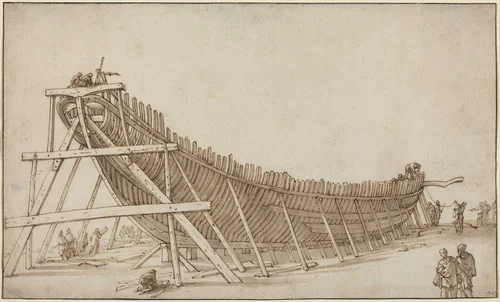 Galley under Construction by Teodoro Filippo di Liagno, drawing, 1620-1630
