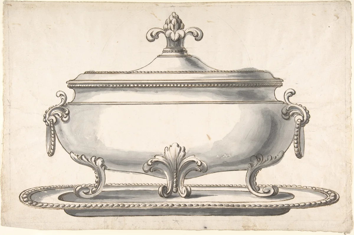 Turreen on a Plate by anonymous, drawing, 1800-1900