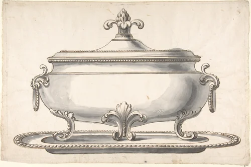 Turreen on a Plate by anonymous, drawing, 1800-1900
