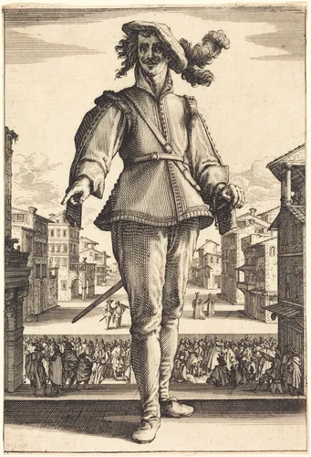 Il Capitano, or L'Innamorato by Jacques Callot, print, 1618-1620