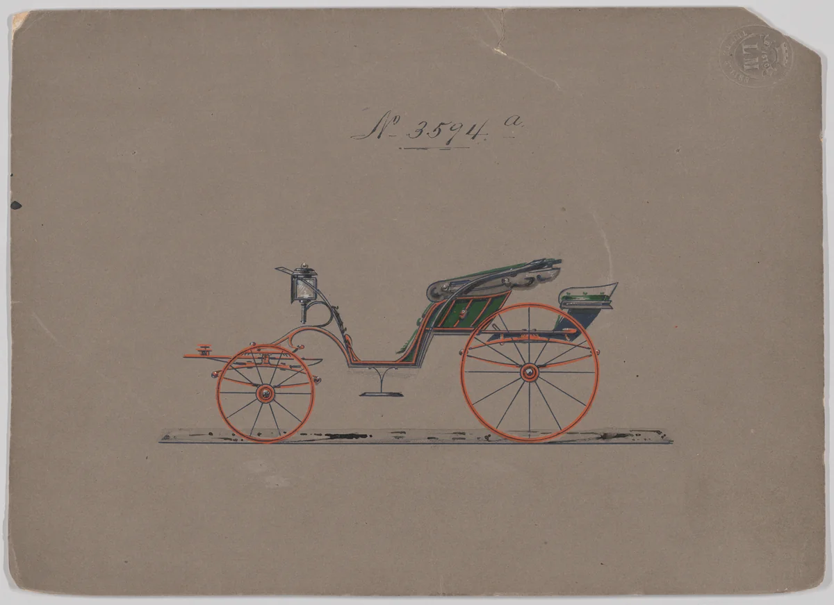 Design for Pony Phaeton, no. 3594a by Brewster & Co., drawing, 1880
