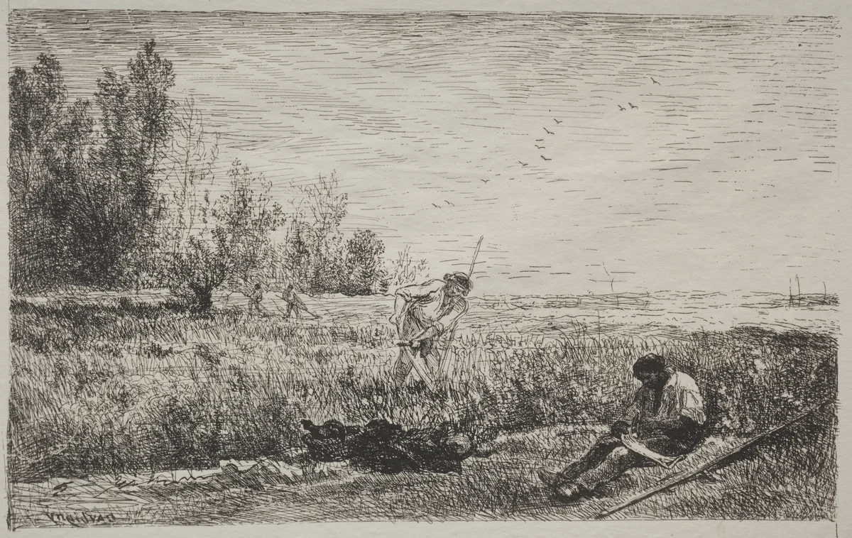 Hay-making by Charles-François Daubigny, print, 1921