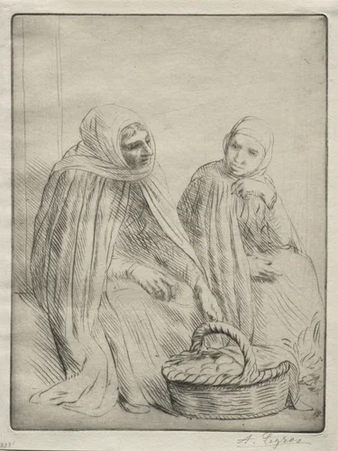 The Egg Merchants (1st Plate) by Alphonse Legros, print, 1857-1911