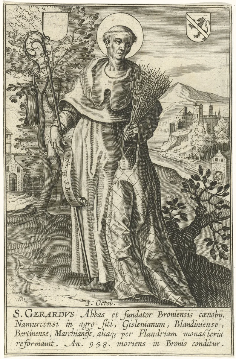 Heilige Gerardus van Brogne by anonymous, print, 1606