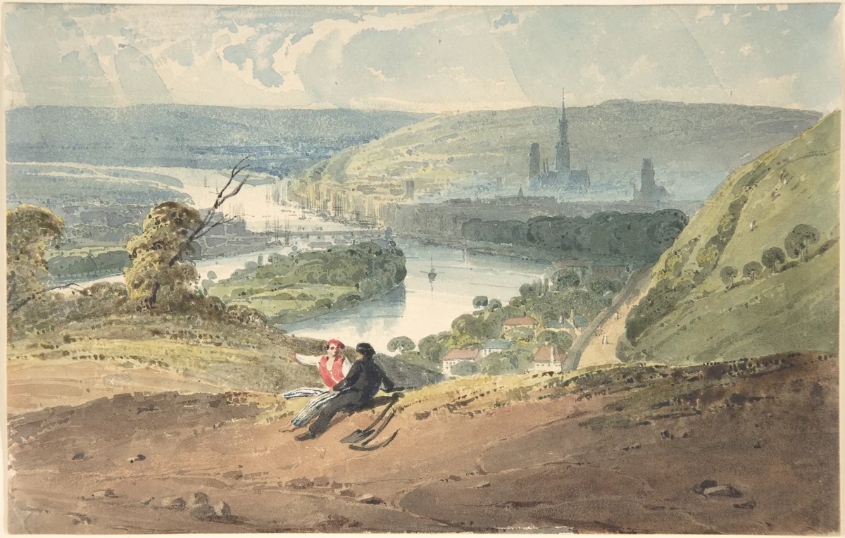 Rouen, View from Bon-Secours by Richard Parkes Bonington, drawing, 1821-1822