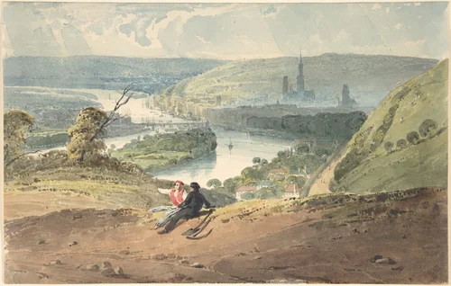 Rouen, View from Bon-Secours by Richard Parkes Bonington, drawing, 1821-1822